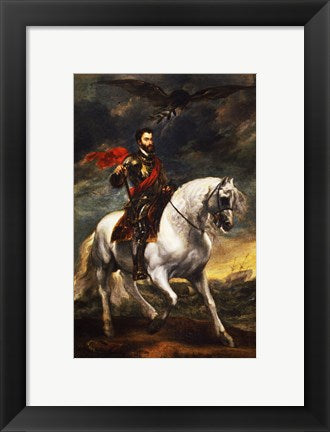 Framed Art Portrait of Charles V, Holy Roman Emperor, on Horseback Wall Decor 18x24 Artwork