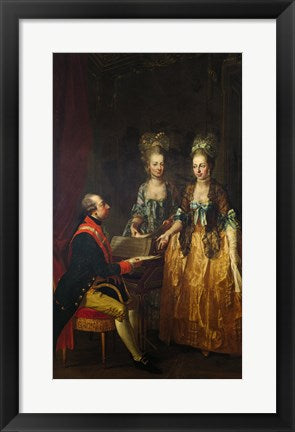 Framed Art Portrait of Emperor Joseph II at the Piano with His Sisters Maria Anna and Maria Elisabeth Wall Decor 18x24 Artwork