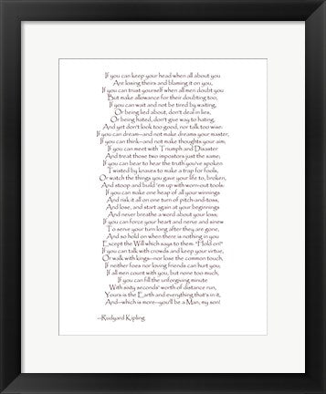 Framed Art If - Red Border by Rudyard Kipling Wall Decor 18x24 Artwork