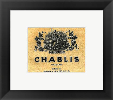 Framed Art Chablis Wine Label Framed Art for your Home Wall Decor 18x24 Artwork