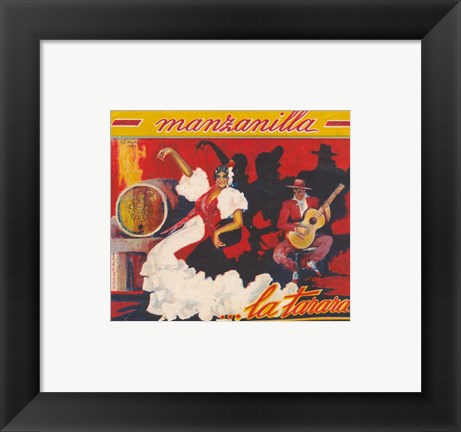 Framed Art Sherry Wine Label La tarara Wall Decor 18x24 Artwork