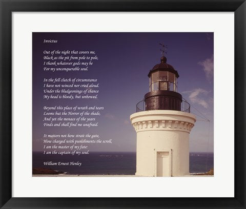 Framed Art Invictus Poem (lighthouse) Wall Decor 18x24 Artwork
