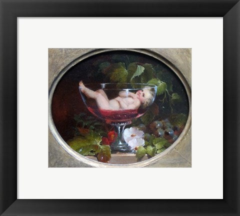 Framed Art Cupid in a Wine Glass Framed Art for your Home Wall Decor 18x24 Artwork