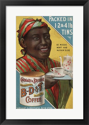 Framed Art Frame Art Carhart & Brother Celebrated B-D & T Roasted Coffee Wall Decor 18x24 Artwork