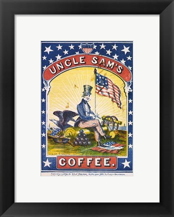 Framed Art Uncle Sam's Coffee Wall Decor 18x24 Artwork