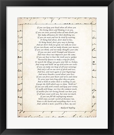 Framed Art If - Script Border by Rudyard Kipling Wall Decor 18x24 Artwork