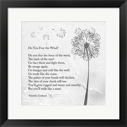 Framed Art Hamlin Garland - Do You Fear the Wind Wall Decor 18x24 Artwork