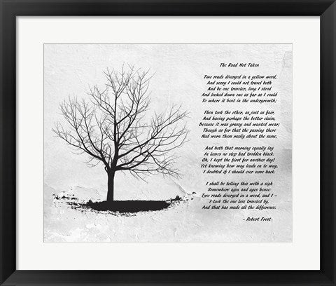 Framed Art Robert Frost The Road Not Taken Wall Decor 18x24 Artwork