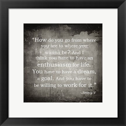 Framed Art Enthusiasm Jimmy V Quote Wall Decor 18x24 Artwork