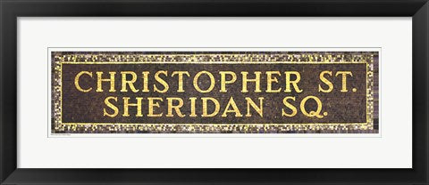 Framed Christopher Street & Sheridan Square Subway Sign by Phil Maier