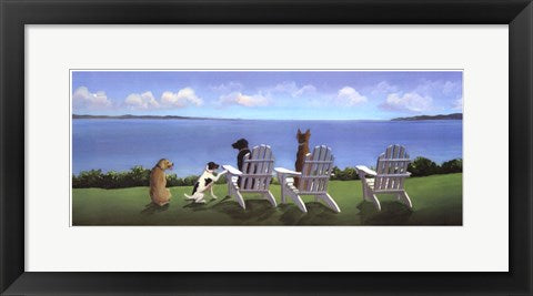 Framed Pups with a View by Carol Saxe | 8 1/2 x 20 1/2