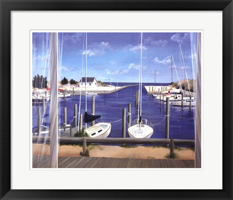 Framed Window on Deon Harbor by Carol Saxe | 17 x 21