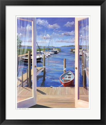 Framed Marina Deck by Carol Saxe | 21 x 17