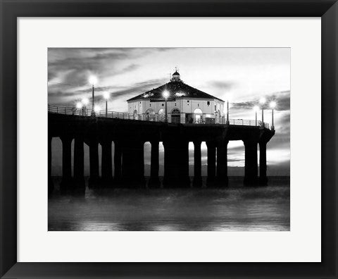 Framed Manhattan Beach Pier II 14 x 18 1/4