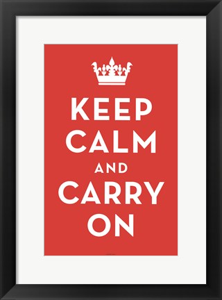 Framed Keep Calm and Carry On (Red) 17 x 11