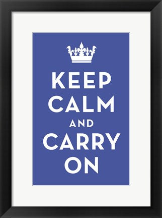 Framed Keep Calm and Carry On (Light Blue) 17 x 11