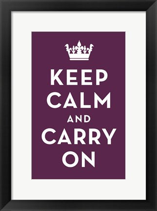 Framed Keep Calm and Carry On (Purple) 17 x 11