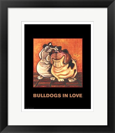 Framed Art Bulldogs in Love by Kourosh | 14 x 11