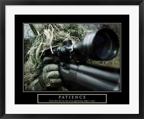 Framed Art Patience - Military Man Wall Decor 18x24 Artwork