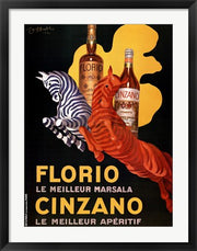 Framed Art Florio E Cinzano by Leonetto Cappiello Wall Decor 18x24 Artwork