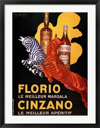 Framed Art Florio E Cinzano by Leonetto Cappiello Wall Decor 18x24 Artwork