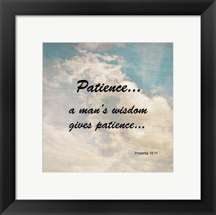 Framed Art Patience Proverbs 19:11 Against the Sky Wall Decor 18x24 Artwork
