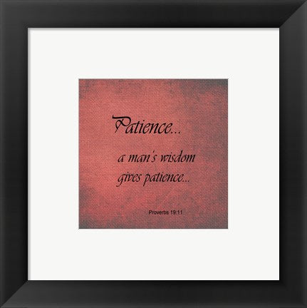 Framed Art Patience Proverbs 19:11 Wall Decor 18x24 Artwork