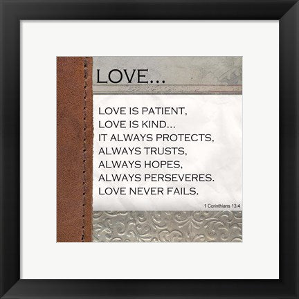 Framed Art Love is Patient, Love is Kind Wall Decor 18x24 Artwork