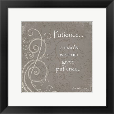 Framed Art Patience Quote Wall Decor 18x24 Artwork