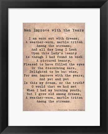 Framed Art Men Improve With the Years Wall Decor 18x24 Artwork