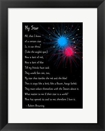 Framed Art My Star by Robert Browning - long Wall Decor 18x24 Artwork