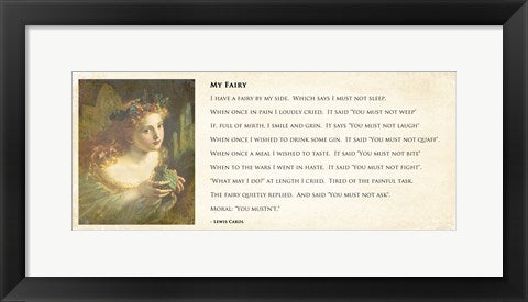 Framed Art My Fairy by Lewis Carroll - wide Wall Decor 18x24 Artwork