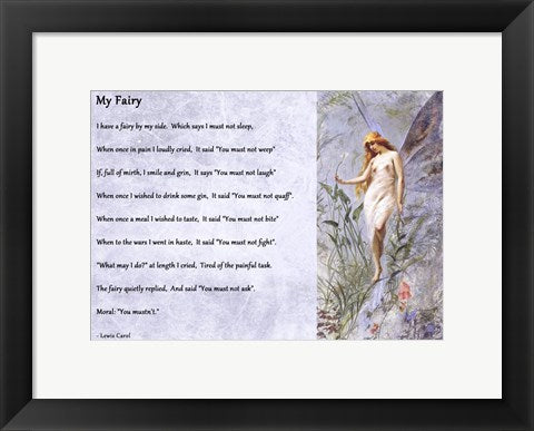 Framed Art My Fairy by Lewis Carroll - horizontal Wall Decor 18x24 Artwork