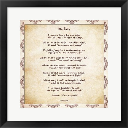 Framed Art My Fairy by Lewis Carroll - square Wall Decor 18x24 Artwork
