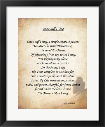Framed Art One's Self I Sing Wall Decor 18x24 Artwork