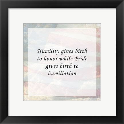Framed Art Humility Wall Decor 18x24 Artwork