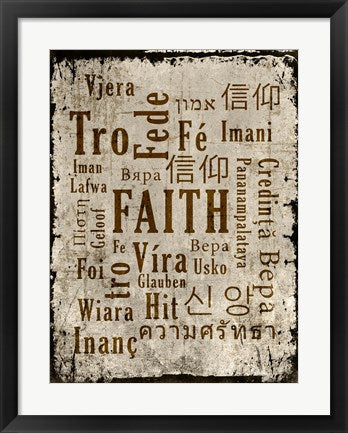 Framed Art Frame Art Faith in Multiple Languages by Cheryl Valentino Wall Decor 18x24 Artwork