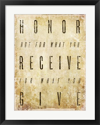 Framed Art Honor Quote by Cheryl Valentino Wall Decor 18x24 Artwork