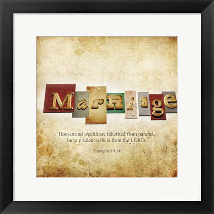 Framed Art Marriage by Cheryl Valentino Wall Decor 18x24 Artwork