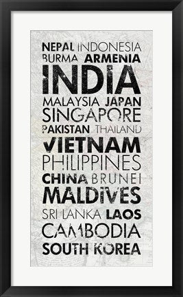 Framed Art Asia Countries I by Veruca Salt Wall Decor 18x24 Artwork