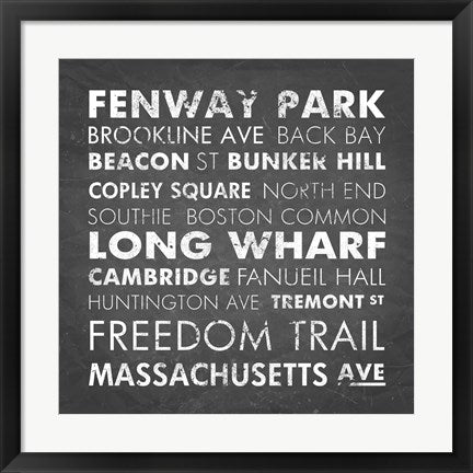 Framed Art Boston Cities by Veruca Salt Wall Decor 18x24 Artwork