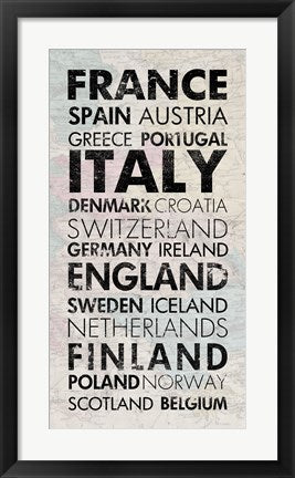 Framed Art European Countries I by Veruca Salt Wall Decor 18x24 Artwork