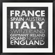 Framed Art European Countries by Veruca Salt Wall Decor 18x24 Artwork