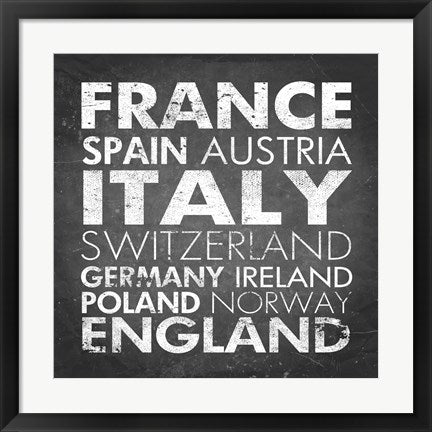 Framed Art European Countries by Veruca Salt Wall Decor 18x24 Artwork