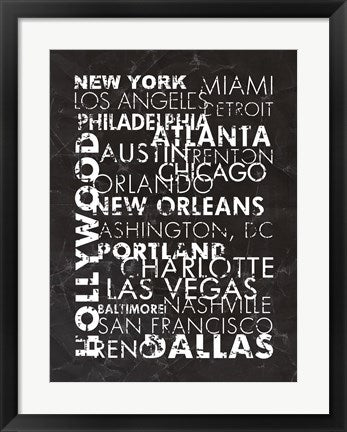Framed Art United States Cities by Veruca Salt Wall Decor 18x24 Artwork