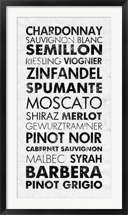 Framed Art Wine List I by Veruca Salt Wall Decor 18x24 Artwork
