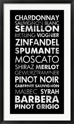 Framed Art Wine List II by Veruca Salt Wall Decor 18x24 Artwork