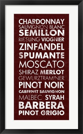 Framed Art Wine List III by Veruca Salt Wall Decor 18x24 Artwork