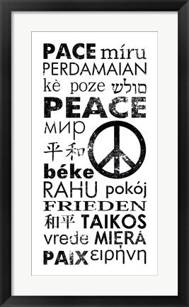 Framed Art Peace in Different Languages by Veruca Salt Wall Decor 18x24 Artwork