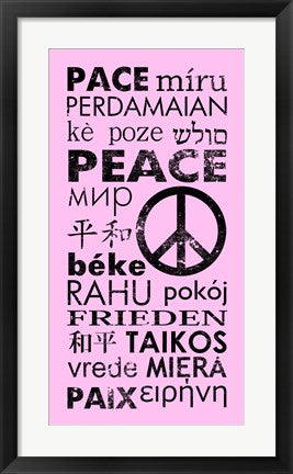 Framed Art Pink Peace Languages by Veruca Salt Wall Decor 18x24 Artwork